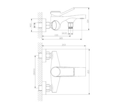 Смеситель для ванны Orange M27-100cr ORGANIC, хром