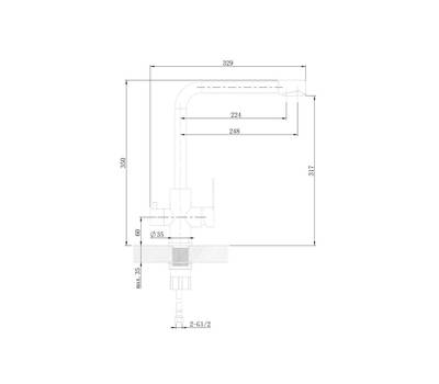 Смеситель для кухни Orange M99-008b Steel с канал. пит. воды