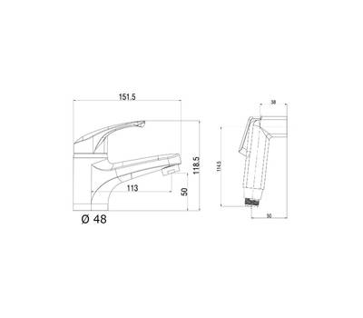 Смеситель для умывальника OneLife P01-022b полимерный черный