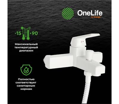 Смеситель для ванны OneLife P02-300w полимер. с душ.набором