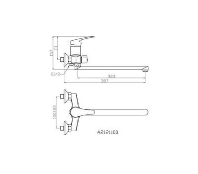 Смеситель для ванны Agger A2121100 Exact с душевым набором