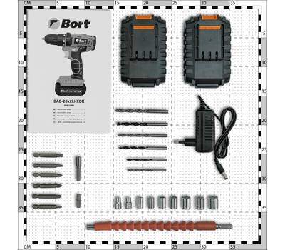 Дрель-шуруповерт аккумуляторная BORT BAB-20x2Li-XDK